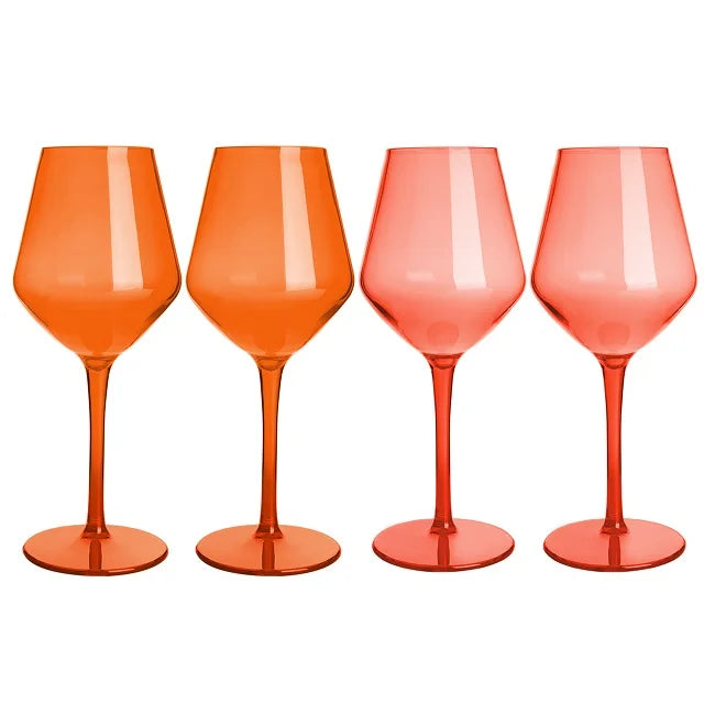 MICHLEY 2/4/6PCS Unbreakable Colorful Tritan Plastic Wine Glass Set Reusable Luxury For Party Outdoor Dishwasher Glassware
